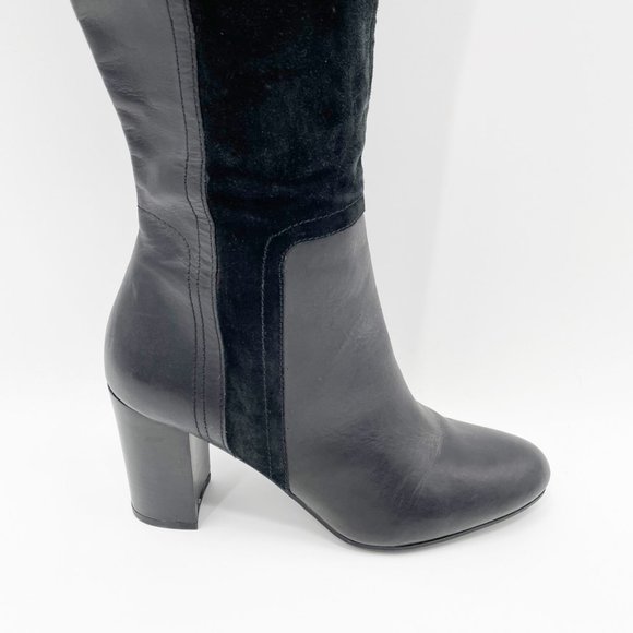 Franco Sarto Womens Black Leather & Suede Side Zip Boot Size 9.5 - Picture 4 of 13